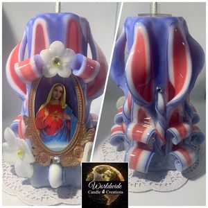 Hand carved candle -St Mary
